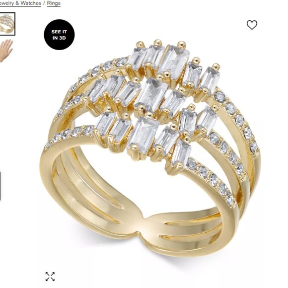 New INC INTERNATIONAL CONCEPTS Gold-Tone Crystal Stack Ring for Macy's Size 8 - Picture 1 of 11